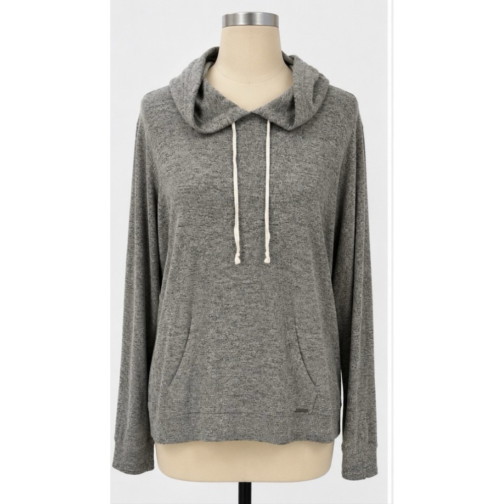 Express Women's Hoodie Pullover Heather Gray Kangaroo Pocket Soft Knit M